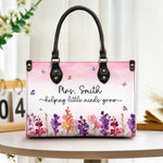 Helping Little Minds Grow Birth Flower Faux Pressed Flower - Personalized Leather Bag