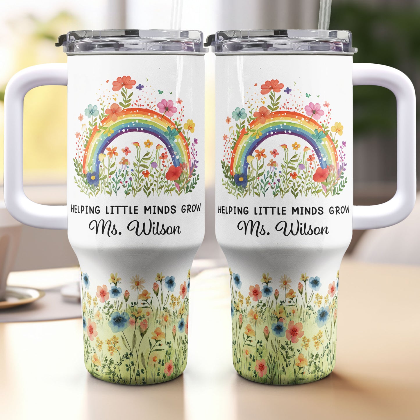 Helping Little Minds Grow - Personalized 40oz Tumbler With Straw