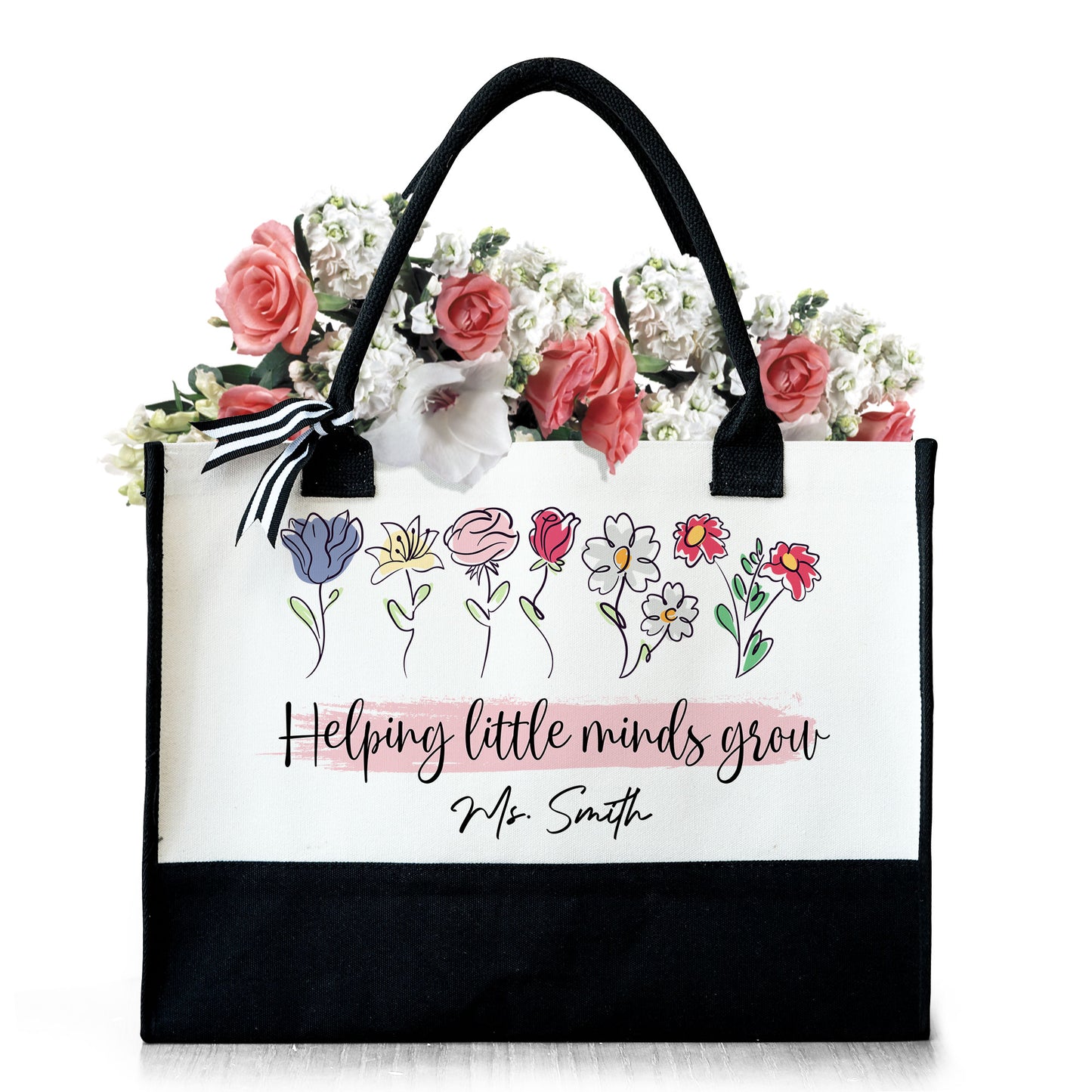 Helping Little Minds Grow - Personalized Canvas Tote Bag