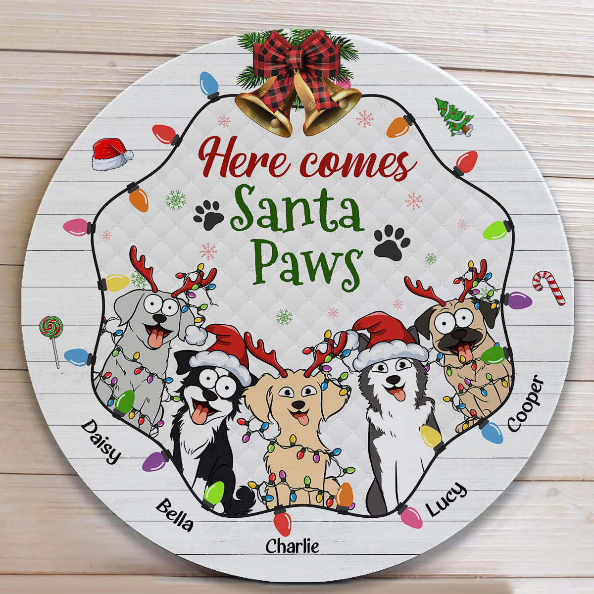 Here Comes Santa Paws - Personalized Wood Sign
