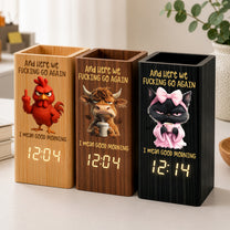 Here-We-FCking-Go-Again-I-Mean-Good-Morning-Funny-Gifts-For-Coworkers,-Boss,-Friend-Personalized-Pen-Holder-With-Clock-1