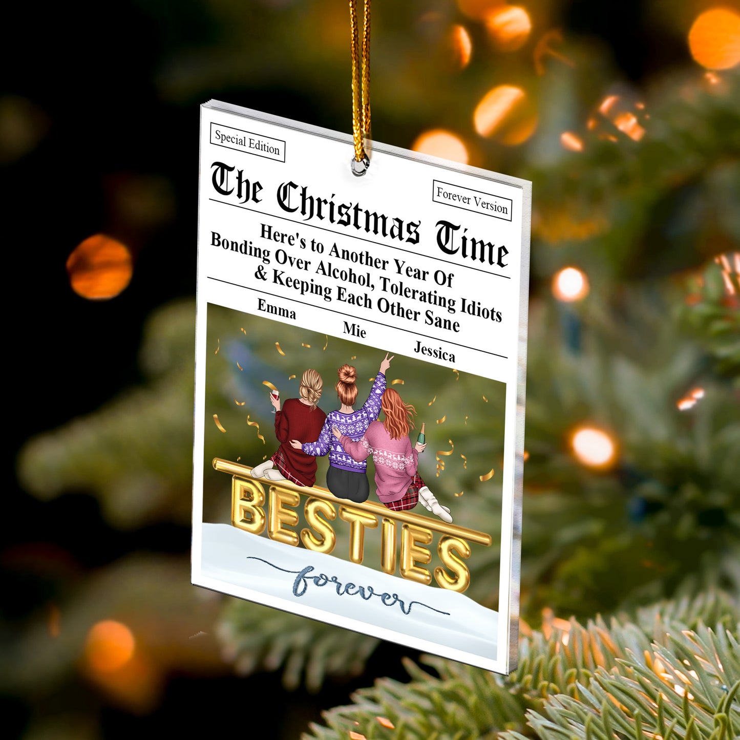 Here's To Another Year Of Bonding Over Alcohol Breaking News - Personalized Acrylic Ornament