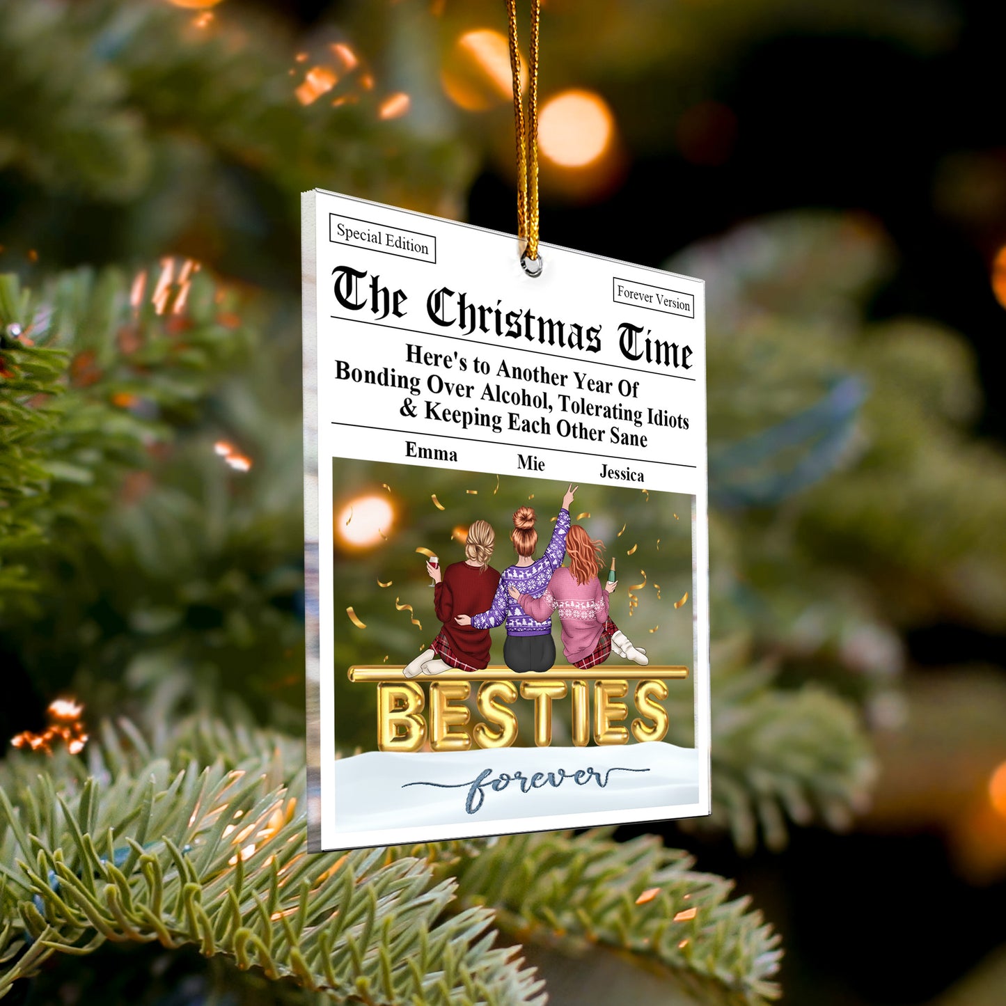 Here's To Another Year Of Bonding Over Alcohol Breaking News - Personalized Acrylic Ornament