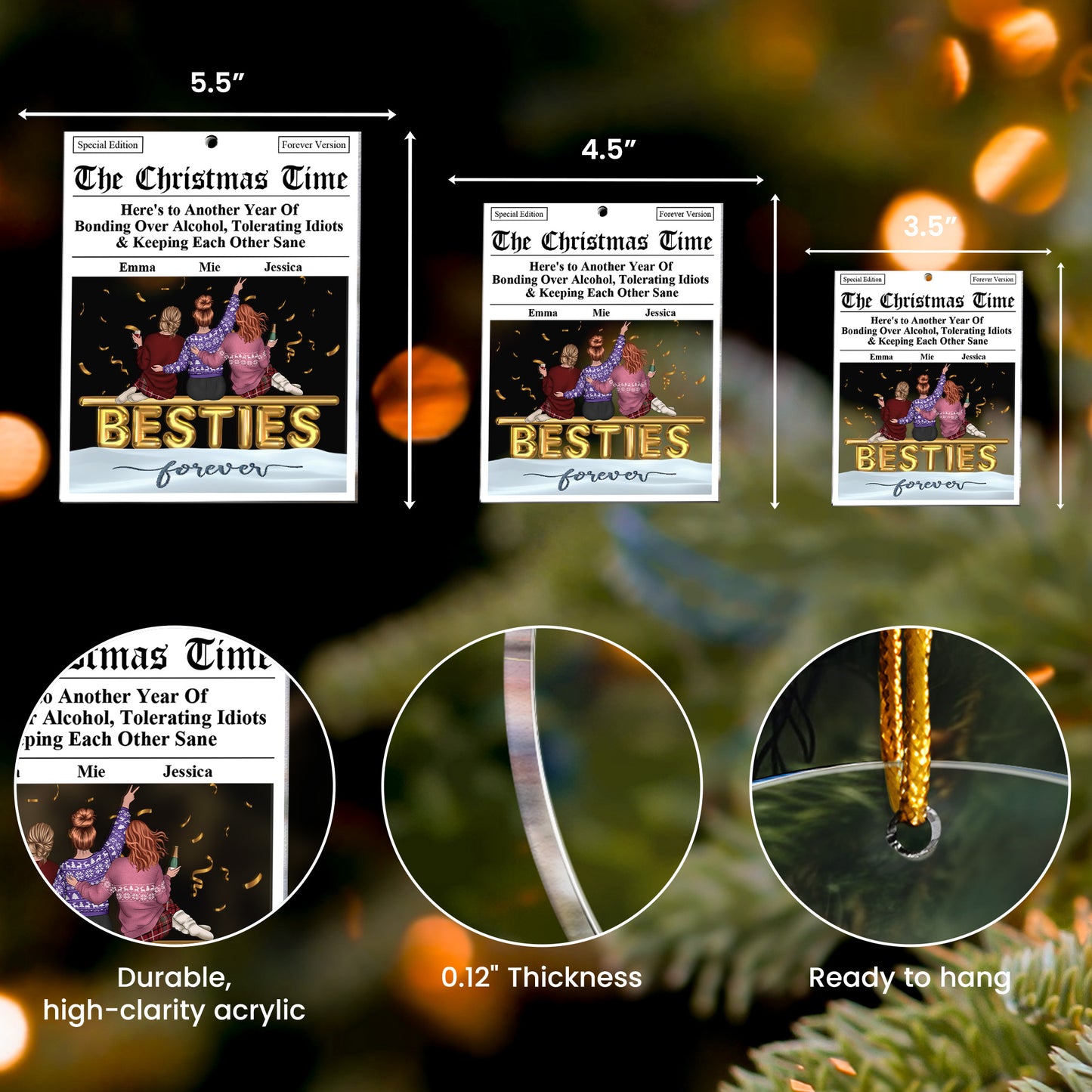 Here's To Another Year Of Bonding Over Alcohol Breaking News - Personalized Acrylic Ornament