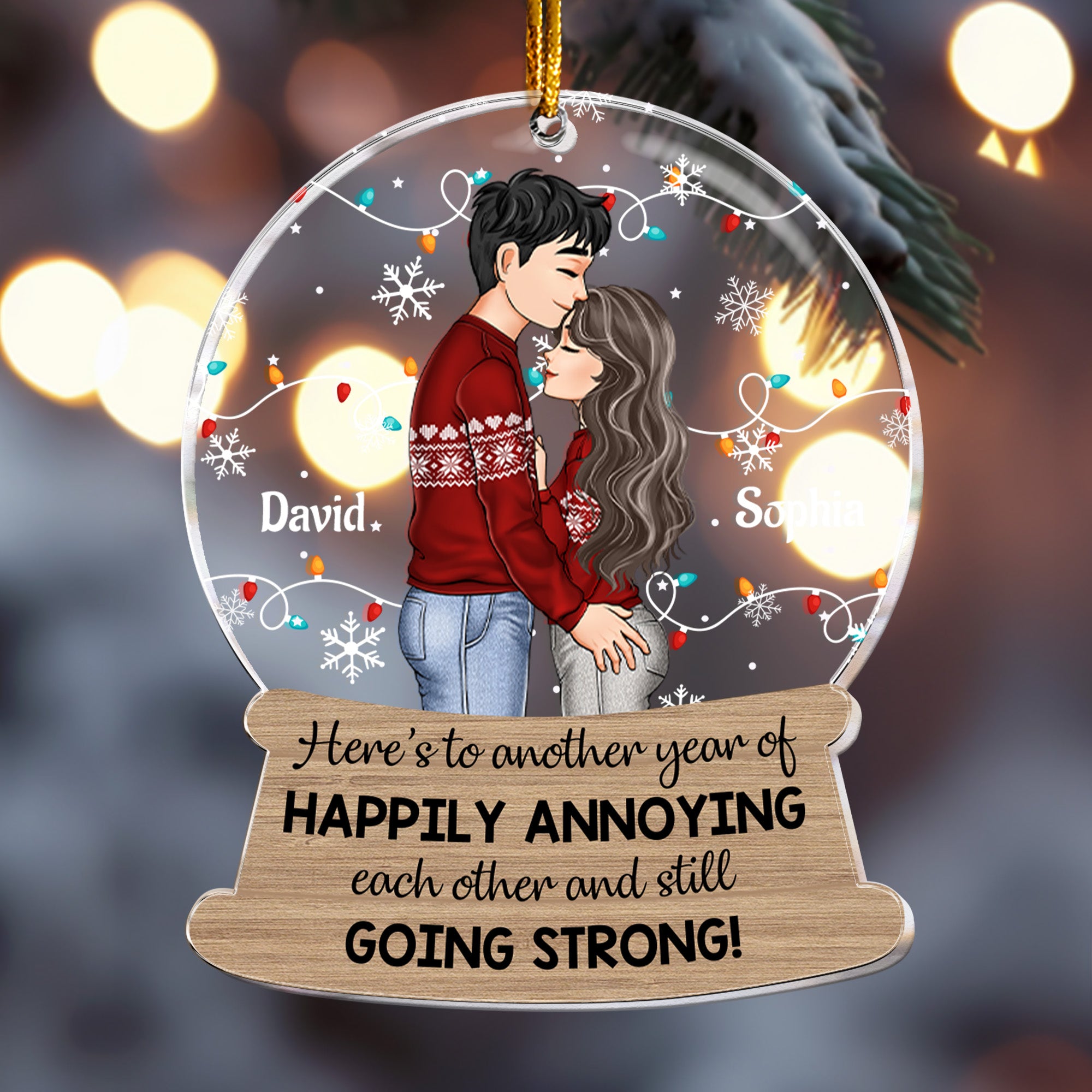 Here's To Another Year Of Happily Annoying Each Other - Personalized Acrylic Ornament