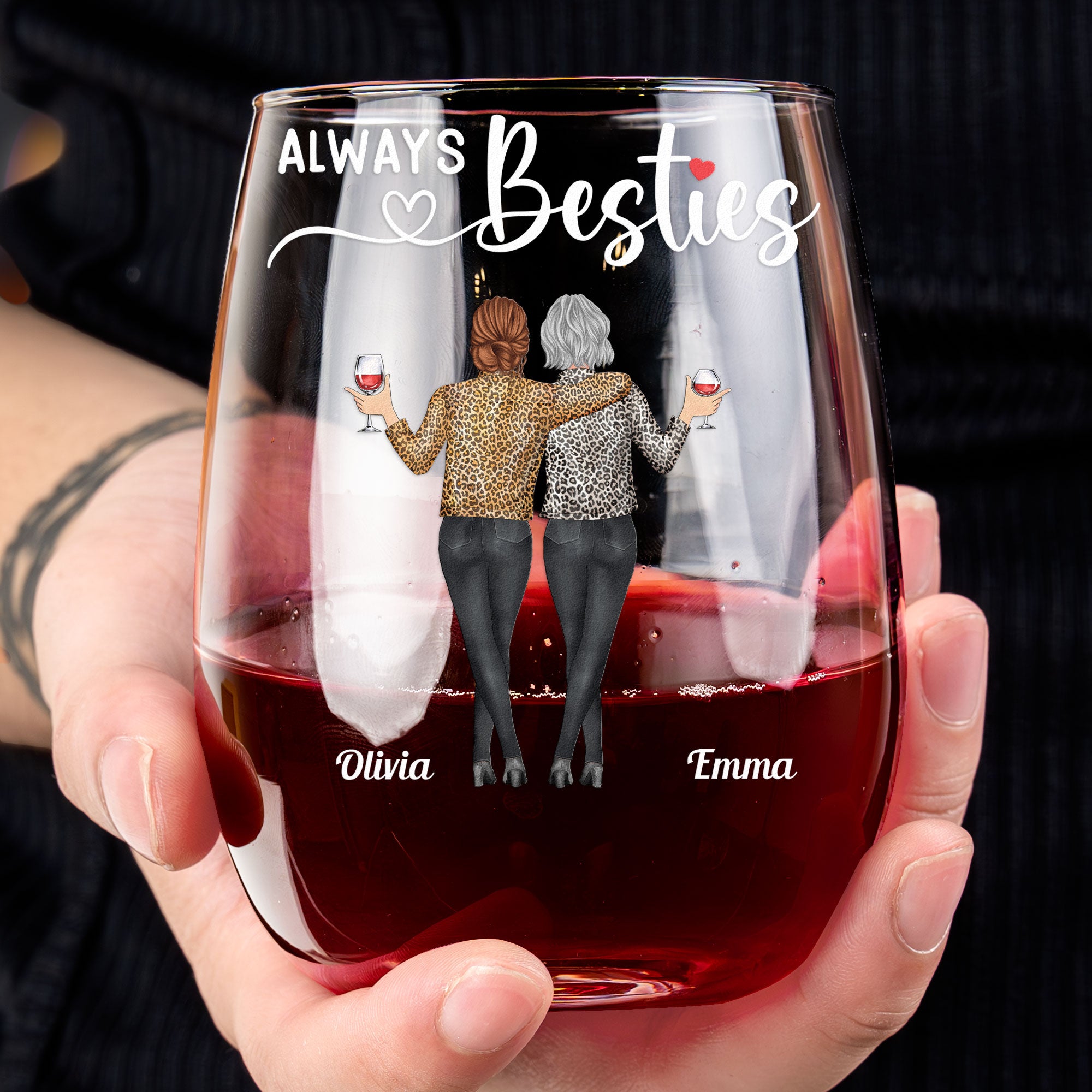 Here's To Another Year Of Laughing & Keeping Each Other Sane! - Personalized Stemless Wine Glass