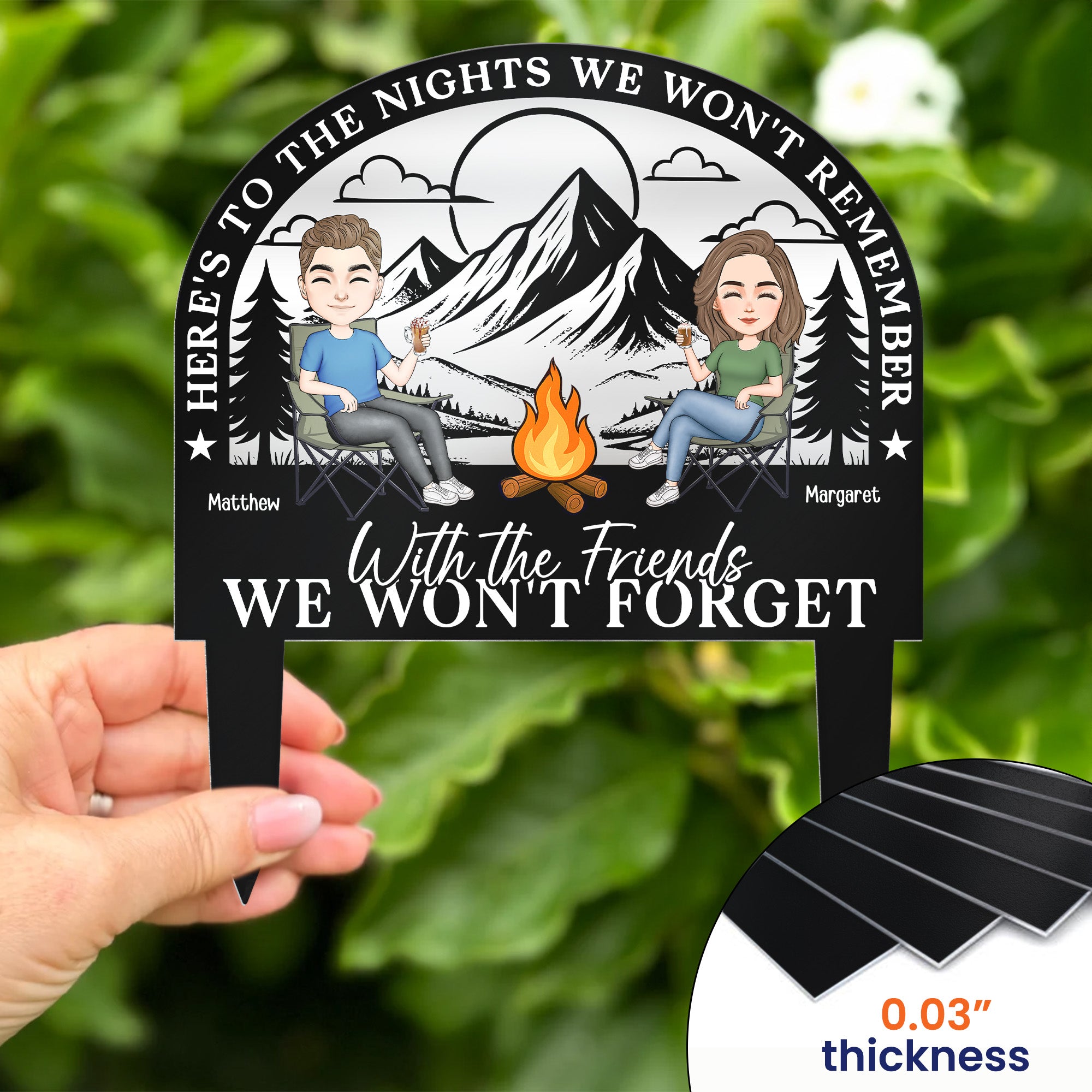 Here's To The Nights We Won't Remember Funny Saying - Personalized Metal Garden Stake