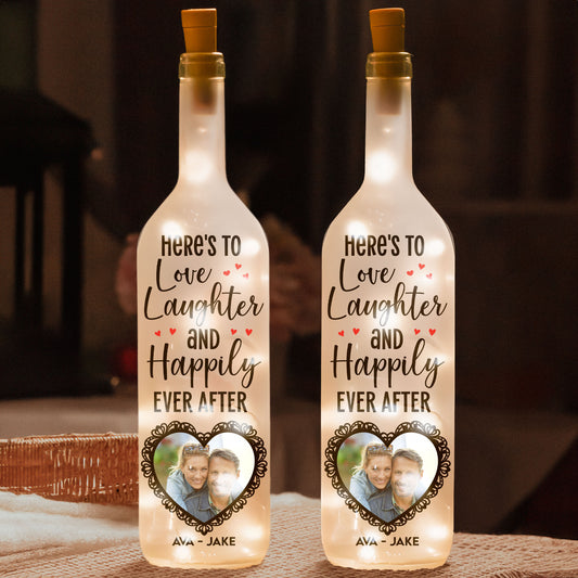 Here's To Happily Ever After - Personalized Photo Bottle Lamp