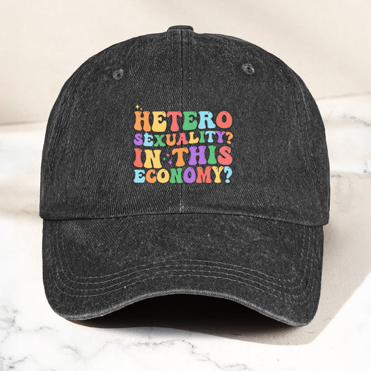 Heterosexuality? In This Economy? - Personalized Distressed Denim Cap