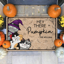 Hey There Pumpkin - Cat Version - Personalized Doormat