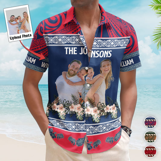 Hibiscus Tropical Aloha Shirts Photo Gift For Family - Custom Photo Hawaiian Shirts