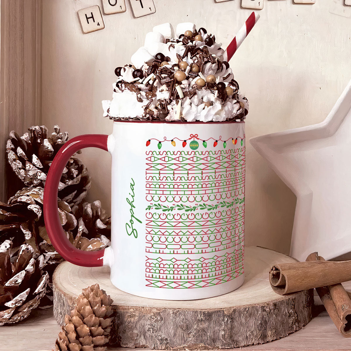 Hidden Swear Words Naughty Christmas For Coworkers, Boss, Friends - Personalized Accent Mug