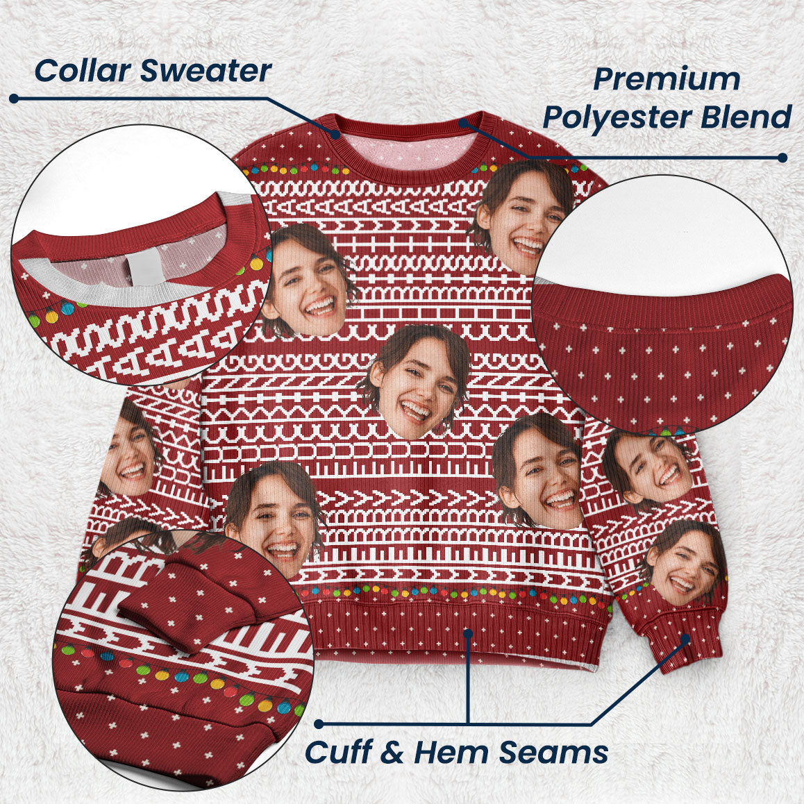 Hidden Swear Words Naughty Funny Ugly - Personalized Photo Ugly Sweater