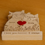 Highland Cow Couple Anniversary Gift Valentine's Day Gift - Personalized Wooden Puzzle