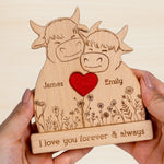 Highland Cow Couple Anniversary Gift Valentine's Day Gift - Personalized Wooden Puzzle