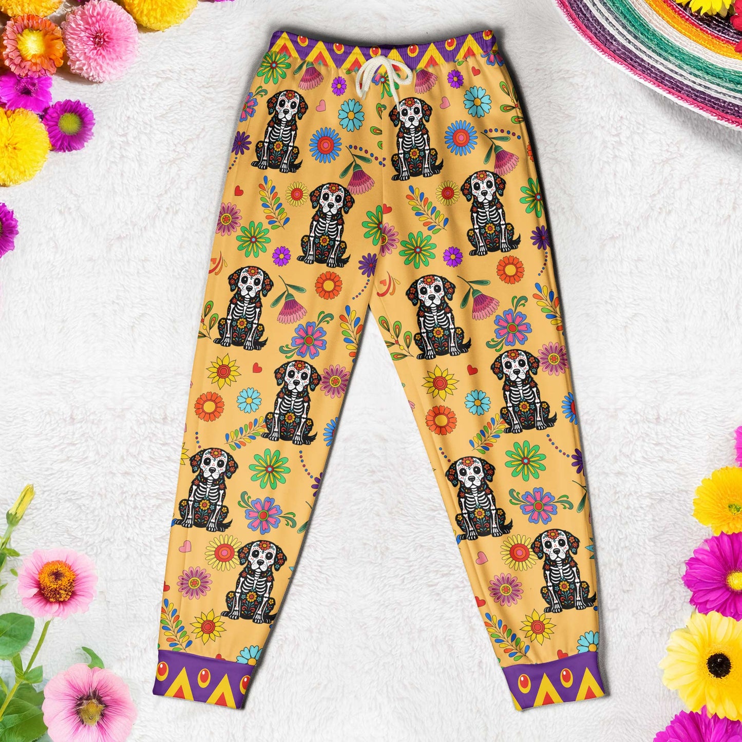 Hispanic Floral Pet Sugar Skull Halloween Day Of The Dead - Personalized Sweatpants