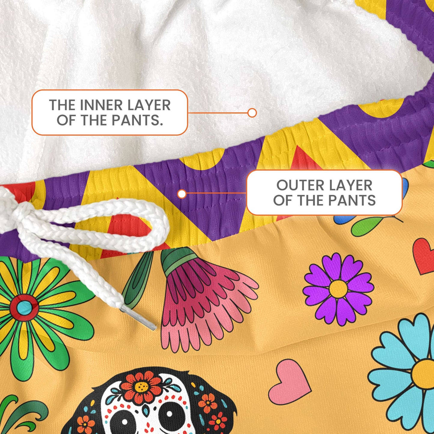 Hispanic Floral Pet Sugar Skull Halloween Day Of The Dead - Personalized Sweatpants