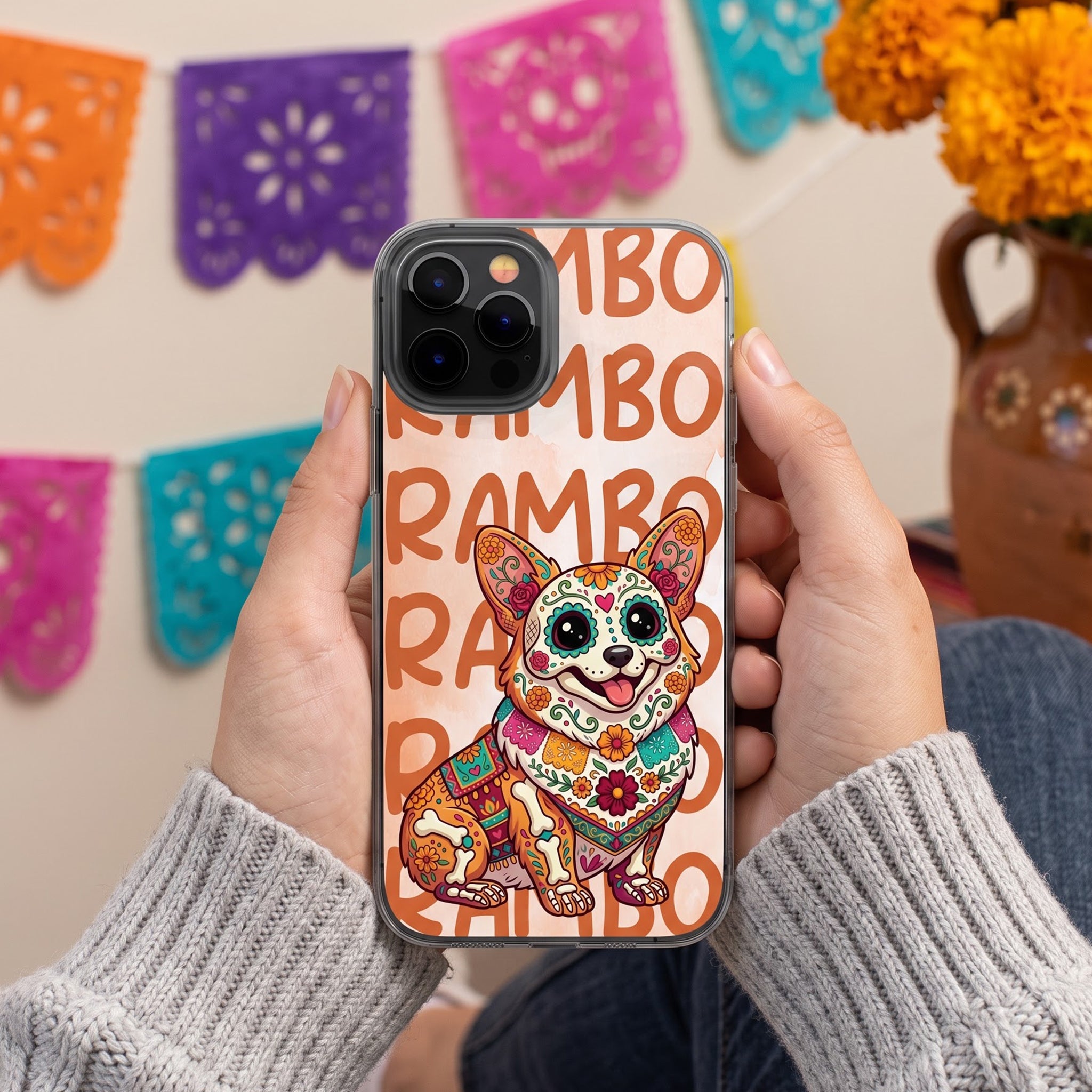 Hispanic-Floral-Custom-Pet-Portrait-Latinos-Day-Of-The-Dead-Personalized-Phone-Case2