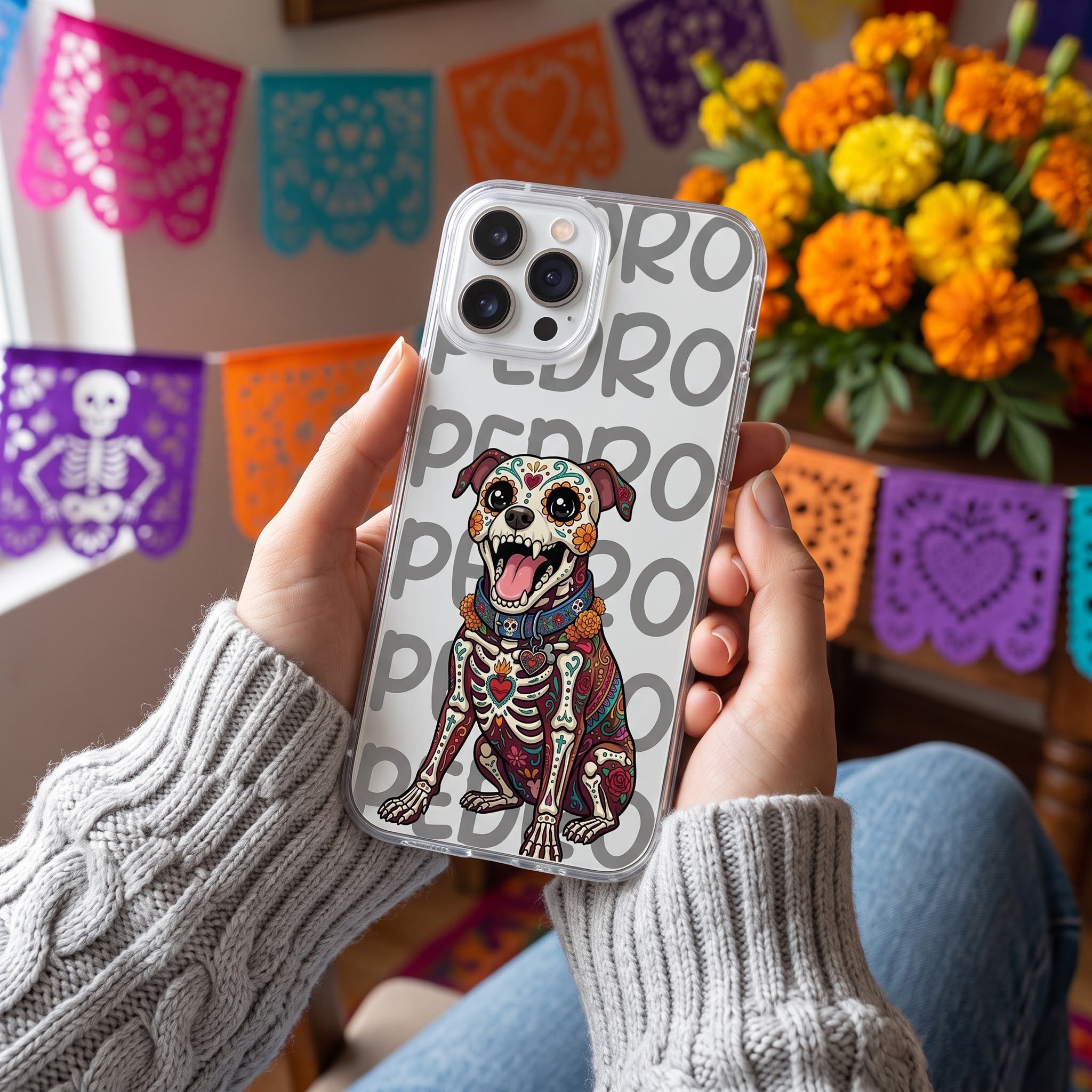 Hispanic-Floral-Custom-Pet-Portrait-Latinos-Day-Of-The-Dead-Personalized-Phone-Case4