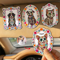 Hispanic-Floral-Pet-Day-Of-The-Dead-Gifts-For-Pet-Owners-Personalized-Car-Visor-Clip-1