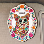 Hispanic-Floral-Pet-Day-Of-The-Dead-Gifts-For-Pet-Owners-Personalized-Car-Visor-Clip-2