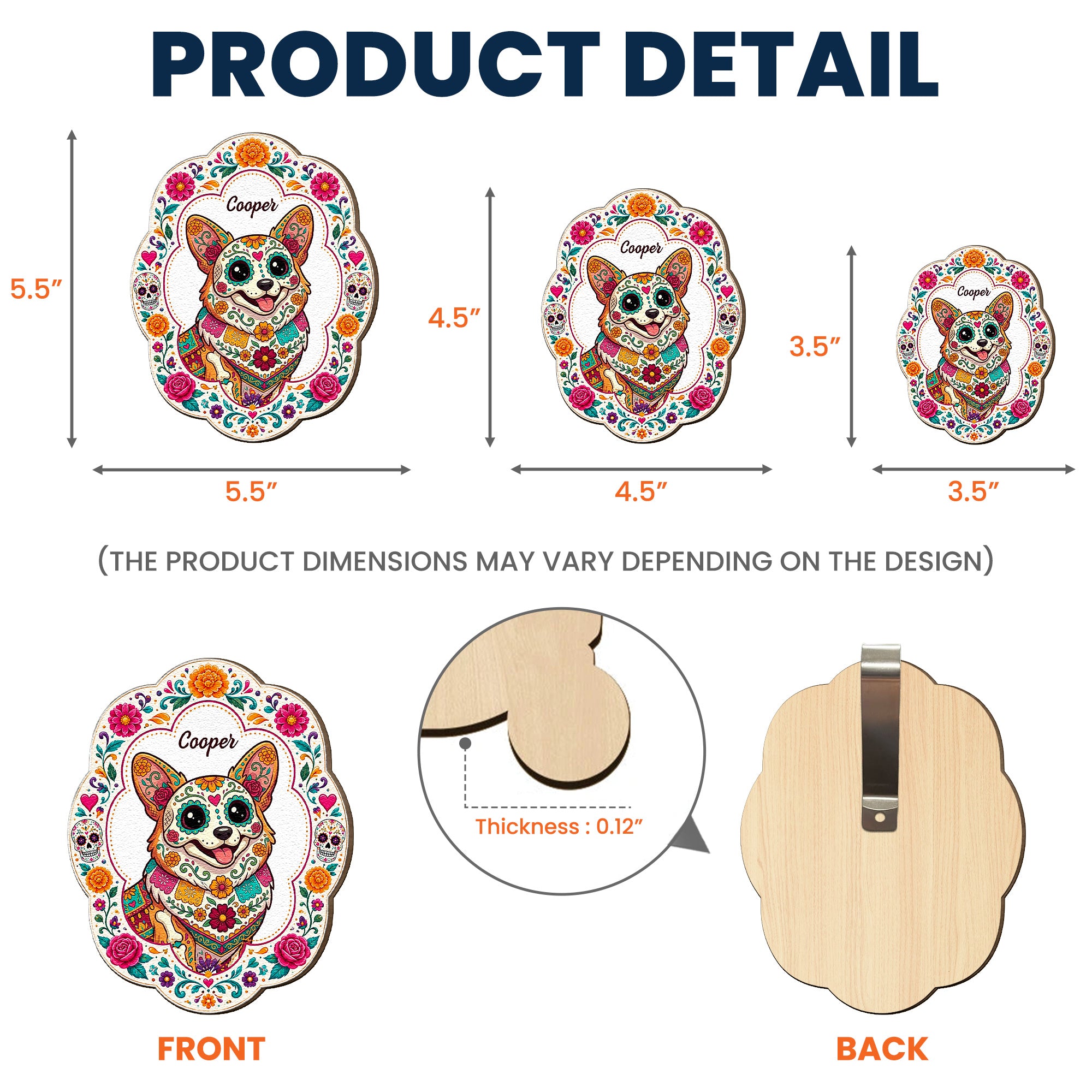 Hispanic-Floral-Pet-Day-Of-The-Dead-Gifts-For-Pet-Owners-Personalized-Car-Visor-Clip-5