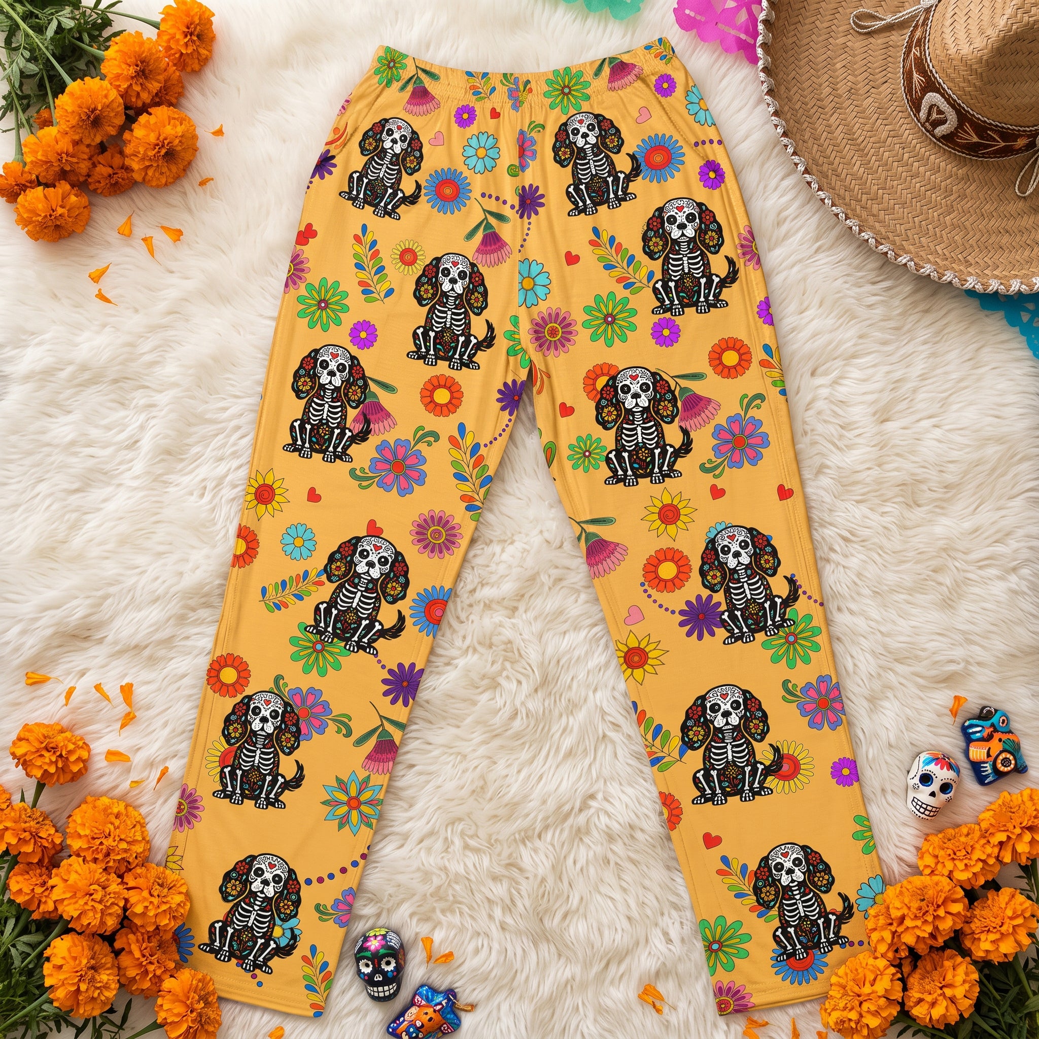 Hispanic-Floral-Pet-Sugar-Skull-Halloween-Day-Of-The-Dead-Personalized-Lounge-Pants1