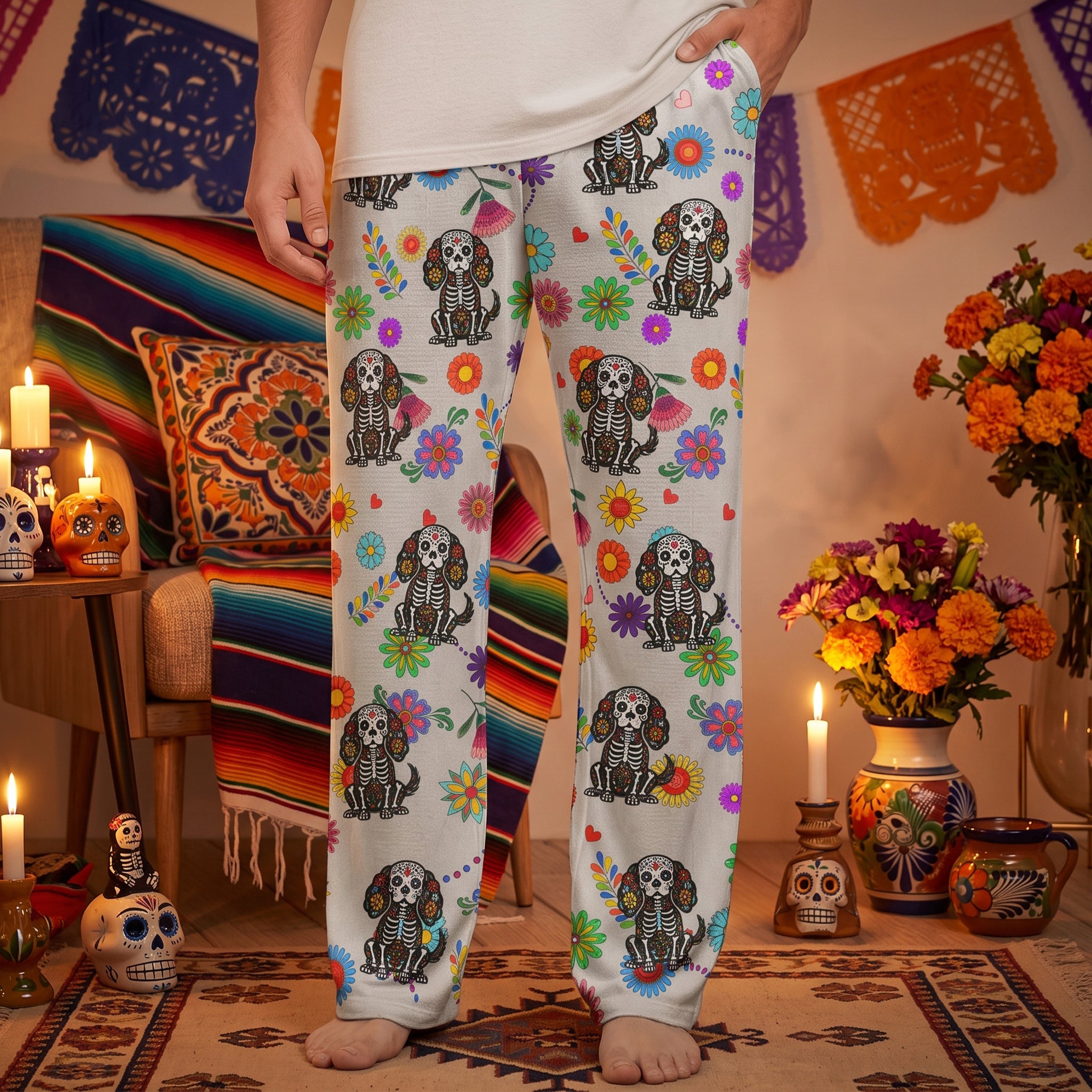 Hispanic-Floral-Pet-Sugar-Skull-Halloween-Day-Of-The-Dead-Personalized-Lounge-Pants3