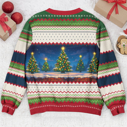 Ho Ho Holy I Need A Beer Bourbon Wine And My Cat New Ver - Personalized Ugly Sweater