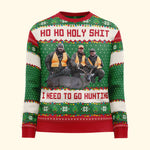 Ho Ho Holy Sh** I Need To Go Hunting, Fishing, Camping - Personalized Photo Ugly Sweater