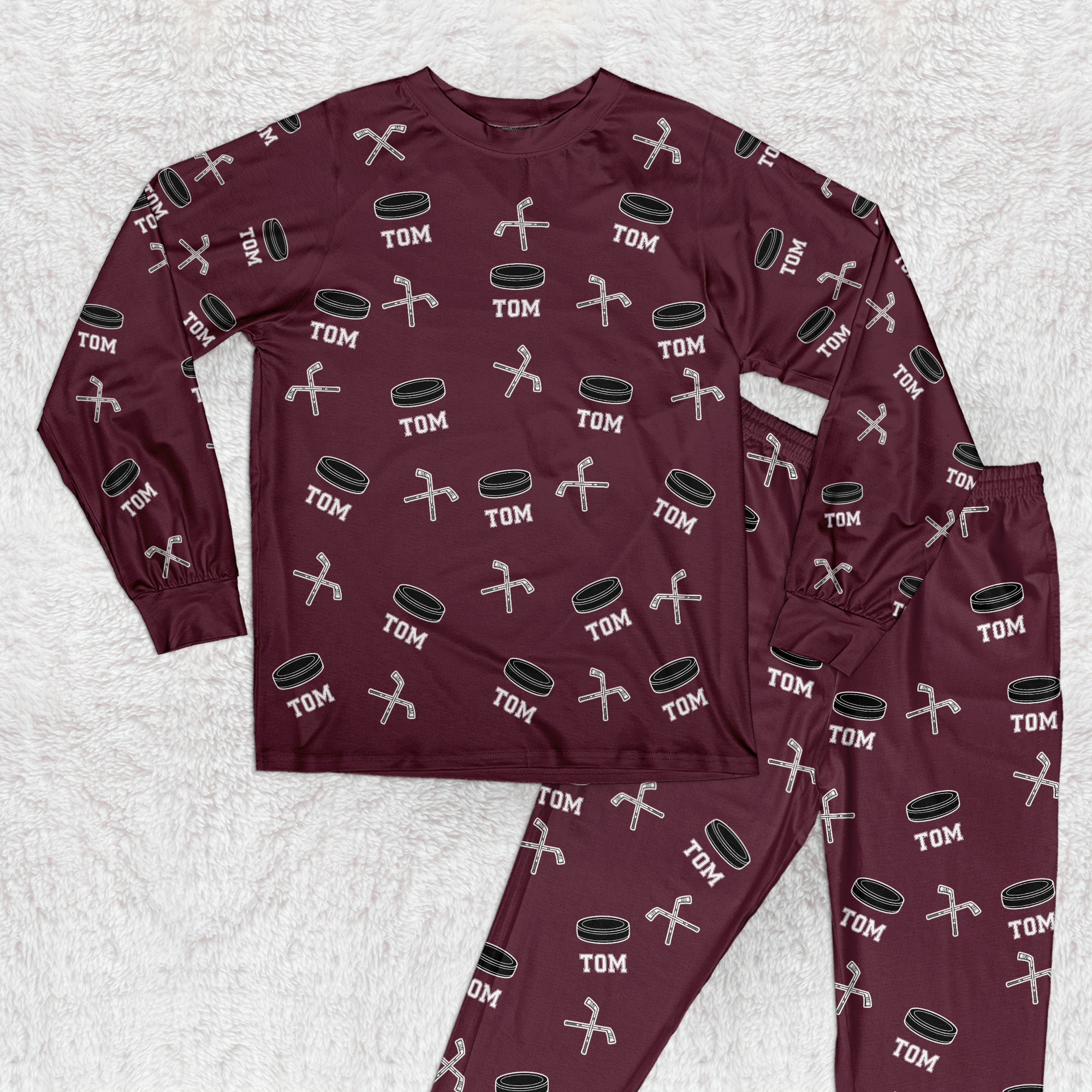 Hockey Custom Name - Personalized Pajama Set