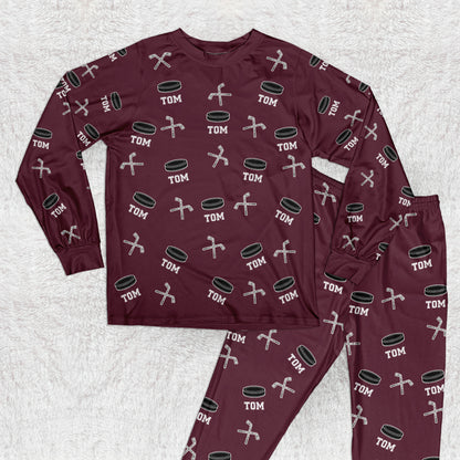 Hockey Custom Name - Personalized Pajama Set