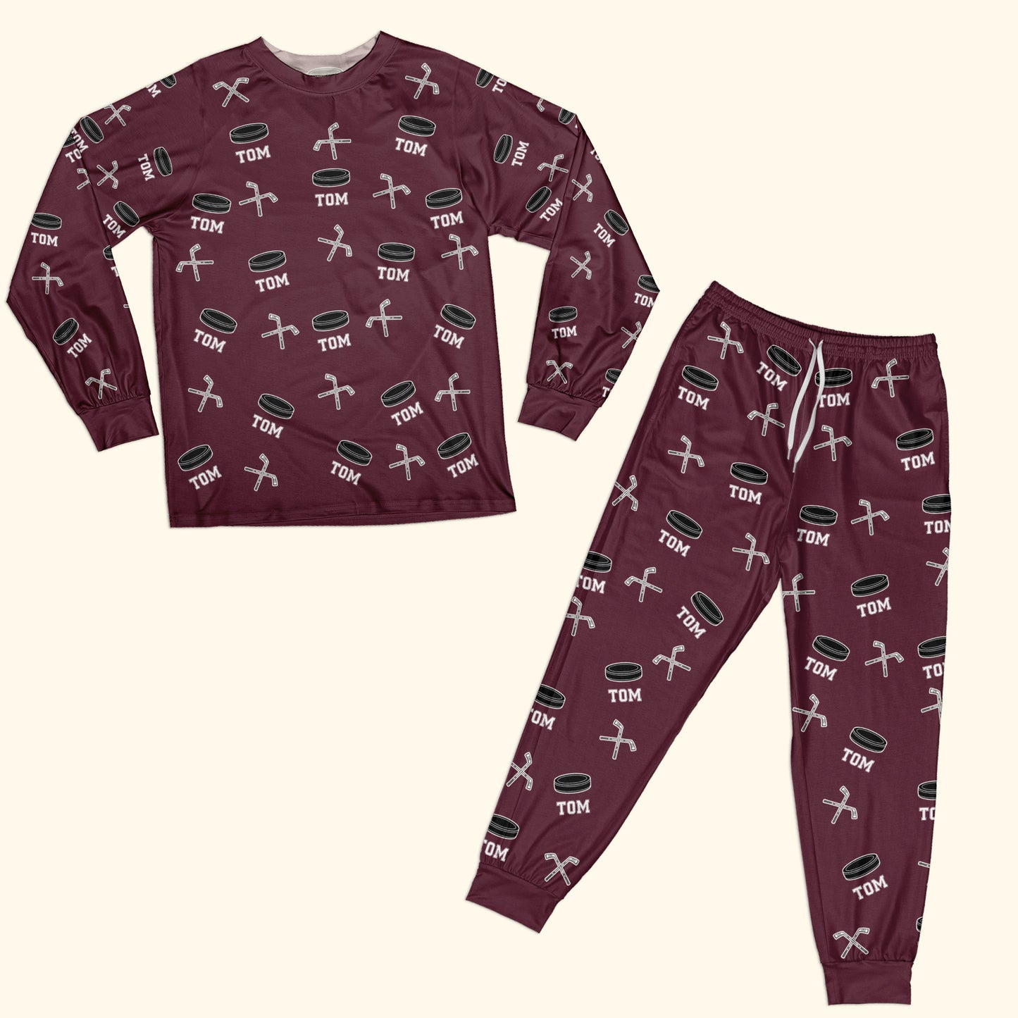 Hockey Custom Name - Personalized Pajamas Set