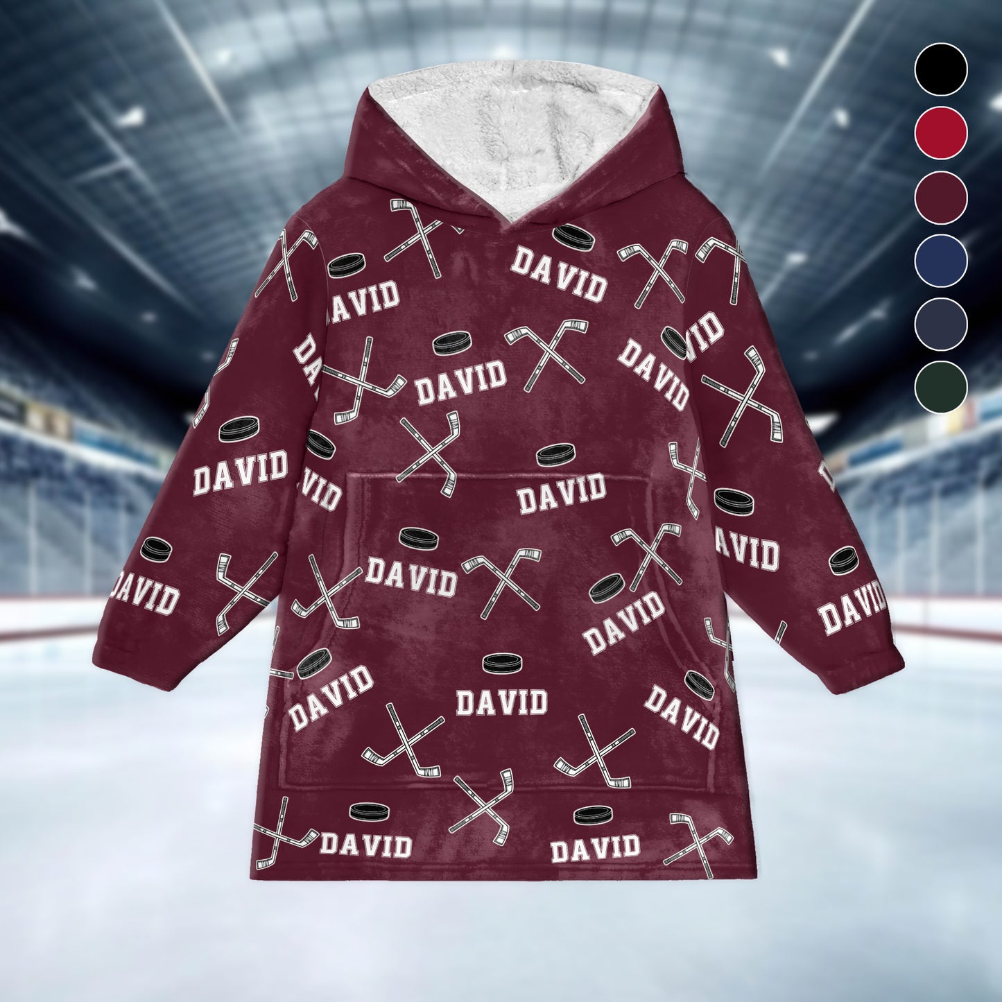 Hockey Custom Name - Personalized Oversized Blanket Hoodie