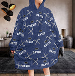 Hockey Custom Name - Personalized Oversized Blanket Hoodie