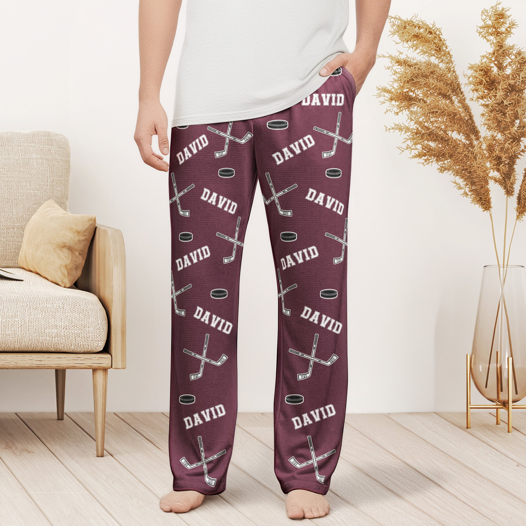 Hockey Custom Name - Personalized Sweatpants - Lounge Pants With Pockets, Custom Pajama Pants, Jogger Sweatpants, Gift For Son, Gift for Him