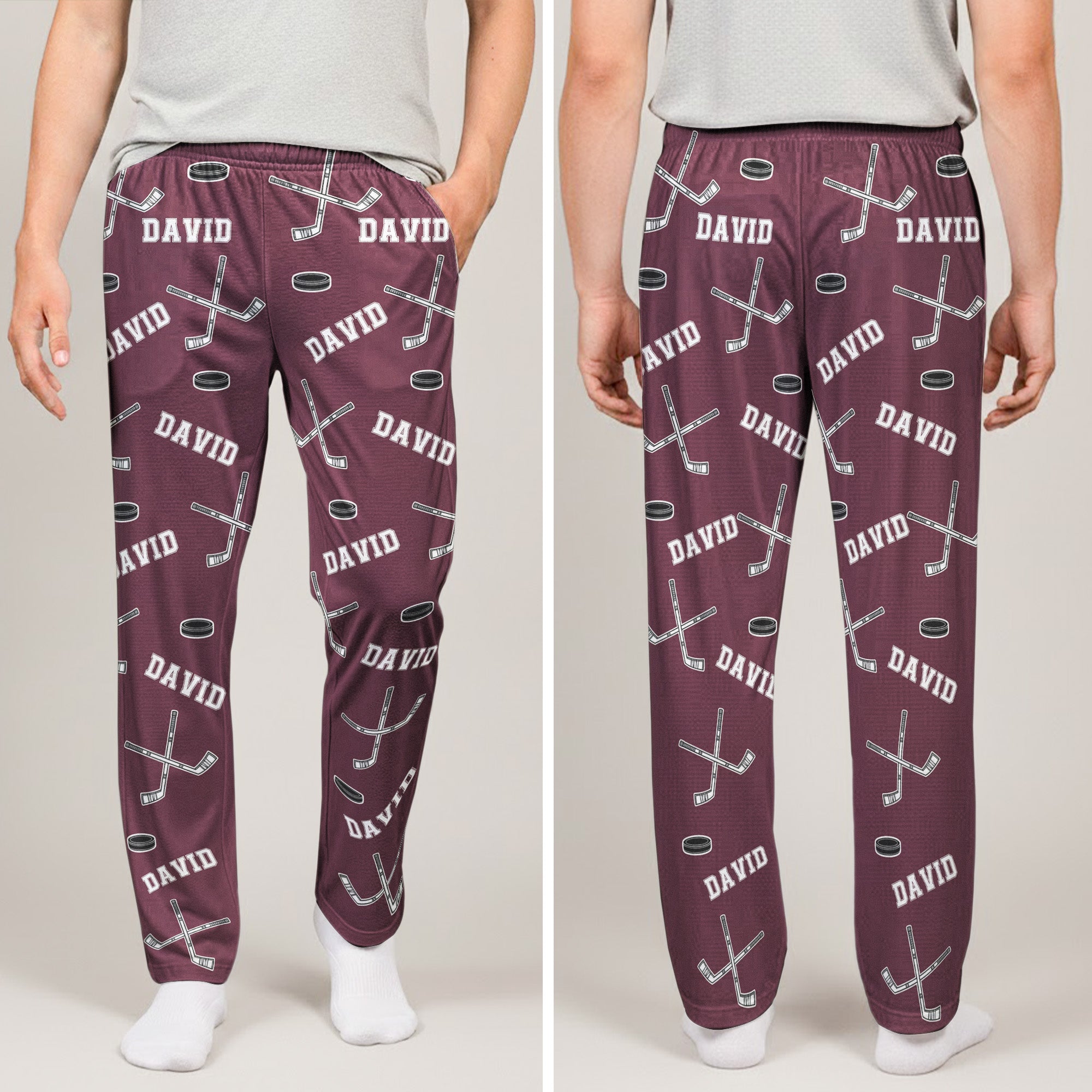 Hockey Custom Name - Personalized Sweatpants - Lounge Pants With Pockets, Custom Pajama Pants, Jogger Sweatpants, Gift For Son, Gift for Him