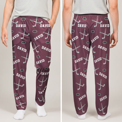 Hockey Custom Name - Personalized Sweatpants - Lounge Pants With Pockets, Custom Pajama Pants, Jogger Sweatpants, Gift For Son, Gift for Him
