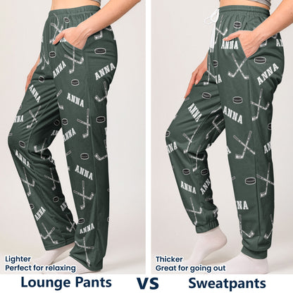 Hockey Custom Name - Personalized Sweatpants - Lounge Pants With Pockets, Custom Pajama Pants, Jogger Sweatpants, Gift For Son, Gift for Him