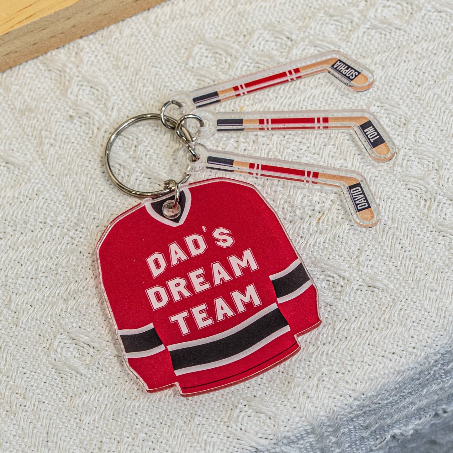 Hockey Dad's Dream Team - Personalized Acrylic Keychain