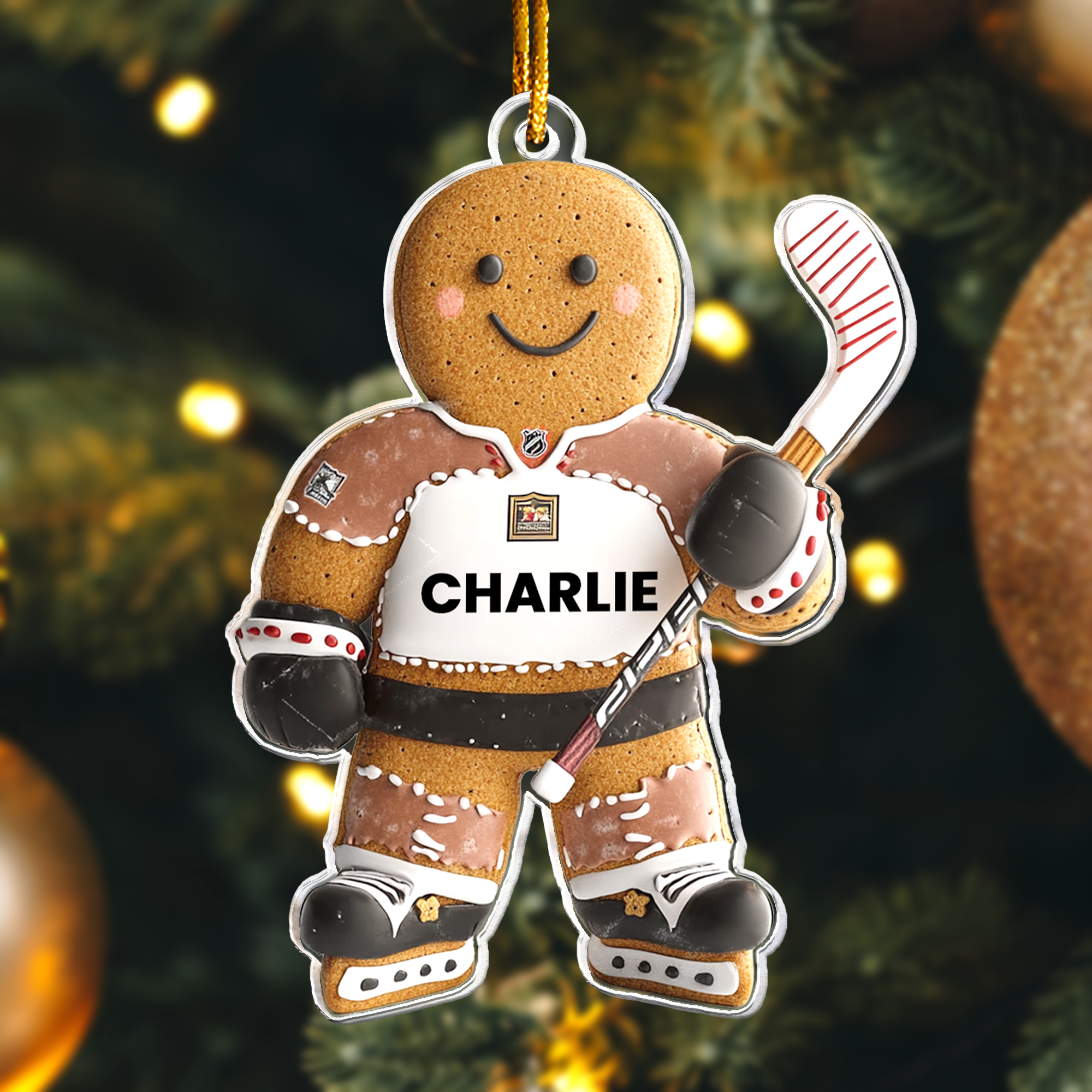 Hockey Gingerbread Christmas Ornament - Gift For Hockey Lovers, Kids - Personalized Acrylic Ornament