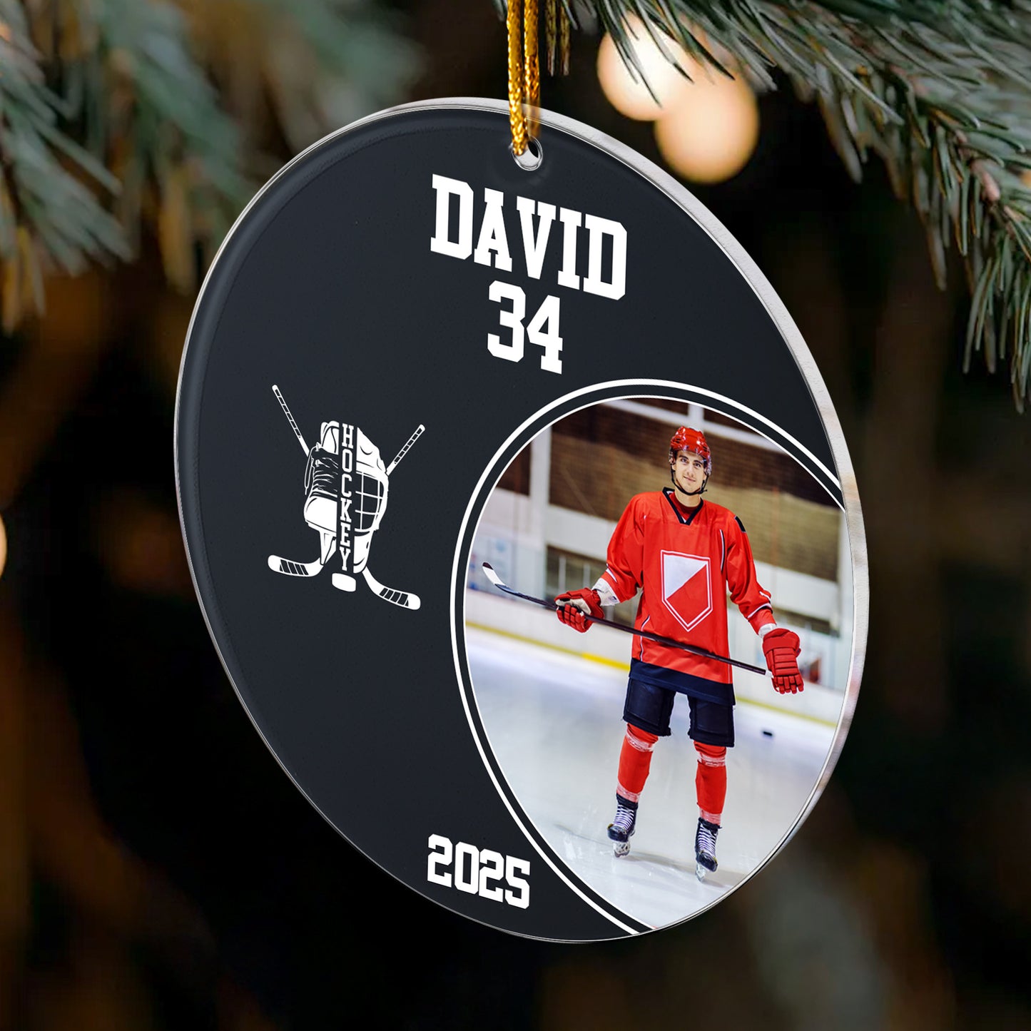 Hockey Player - Personalized Acrylic Photo Ornament