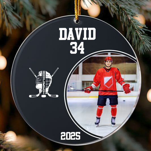 Hockey Player - Personalized Acrylic Photo Ornament