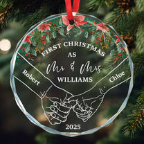 Holding Hands First Christmas - Personalized Glass Ornament