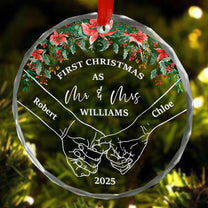Holding Hands First Christmas - Personalized Glass Ornament