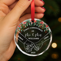 Holding Hands First Christmas - Personalized Glass Ornament