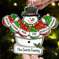 Holly Jolly Snowman Family - Personalized Acrylic Ornament