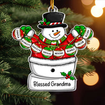 Holly Jolly Snowman Family - Personalized Acrylic Ornament