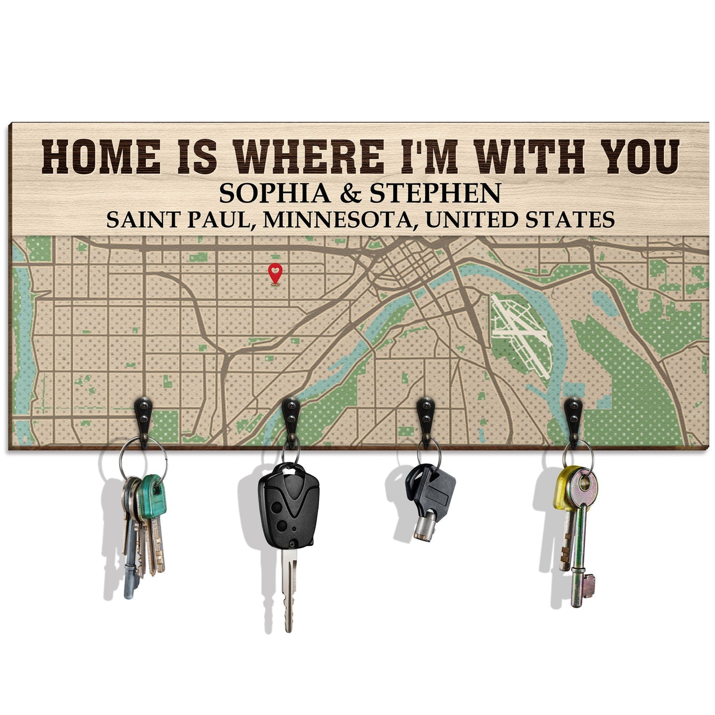 Home Is Where I'm With You - Personalized Custom Key Holder