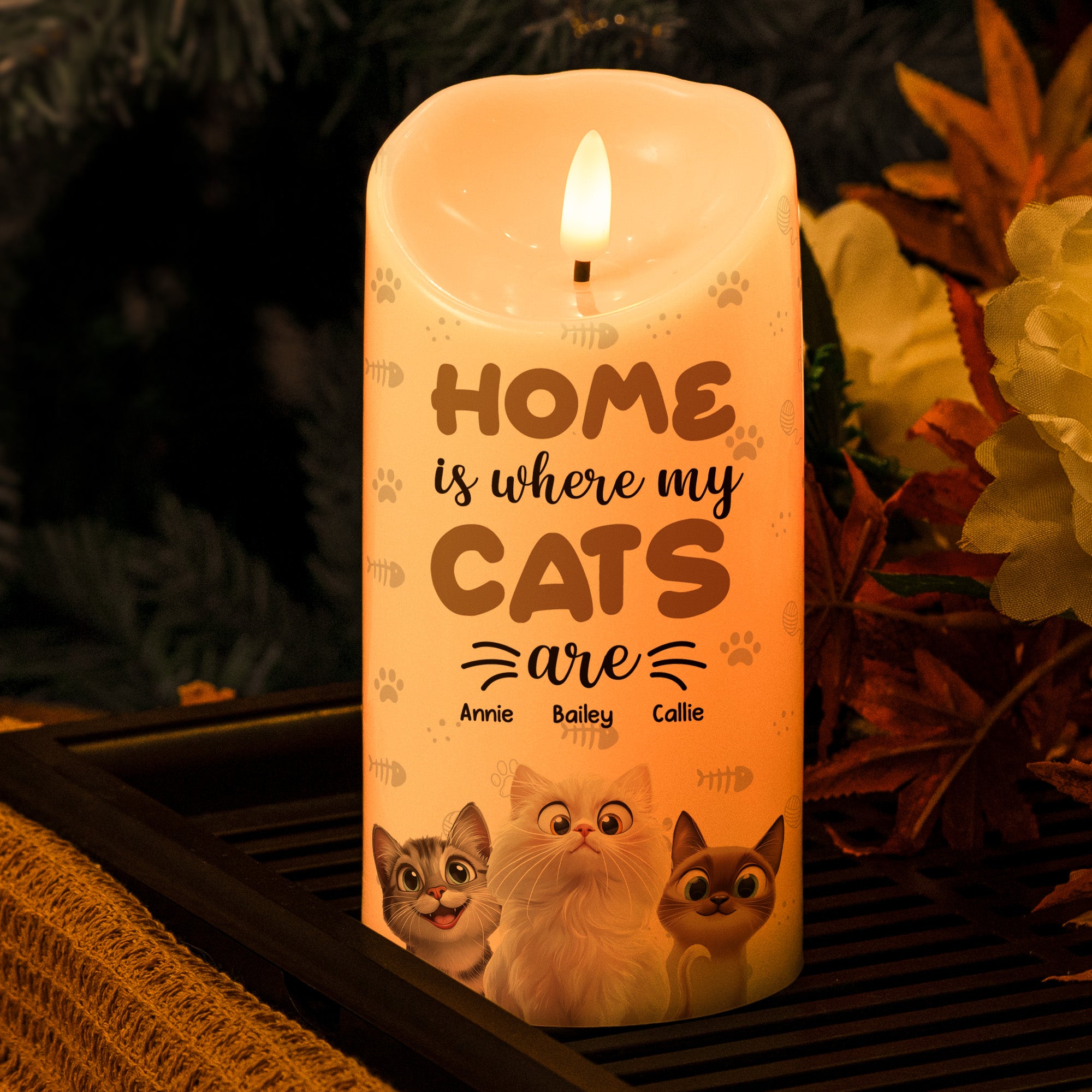 Home Is Where My Cats Are - Personalized LED Candle